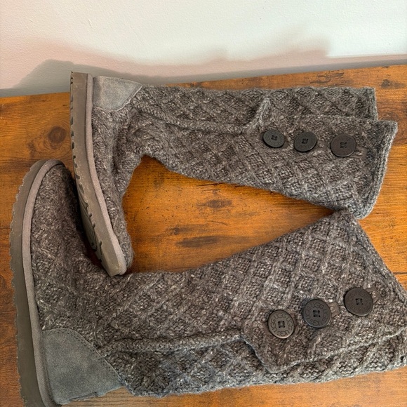 Ugg Lattice Cardy Sweater Boots Size
8 Grey 3066 Button Detail Fold Down - Picture 5 of 9